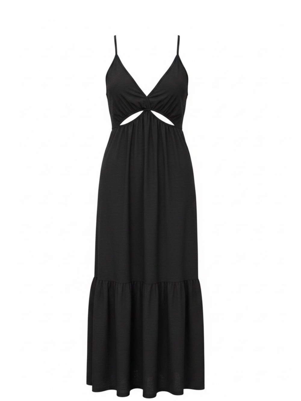 Abercrombie & Fitch Black Cami V-Neck Cutout Maxi Dress